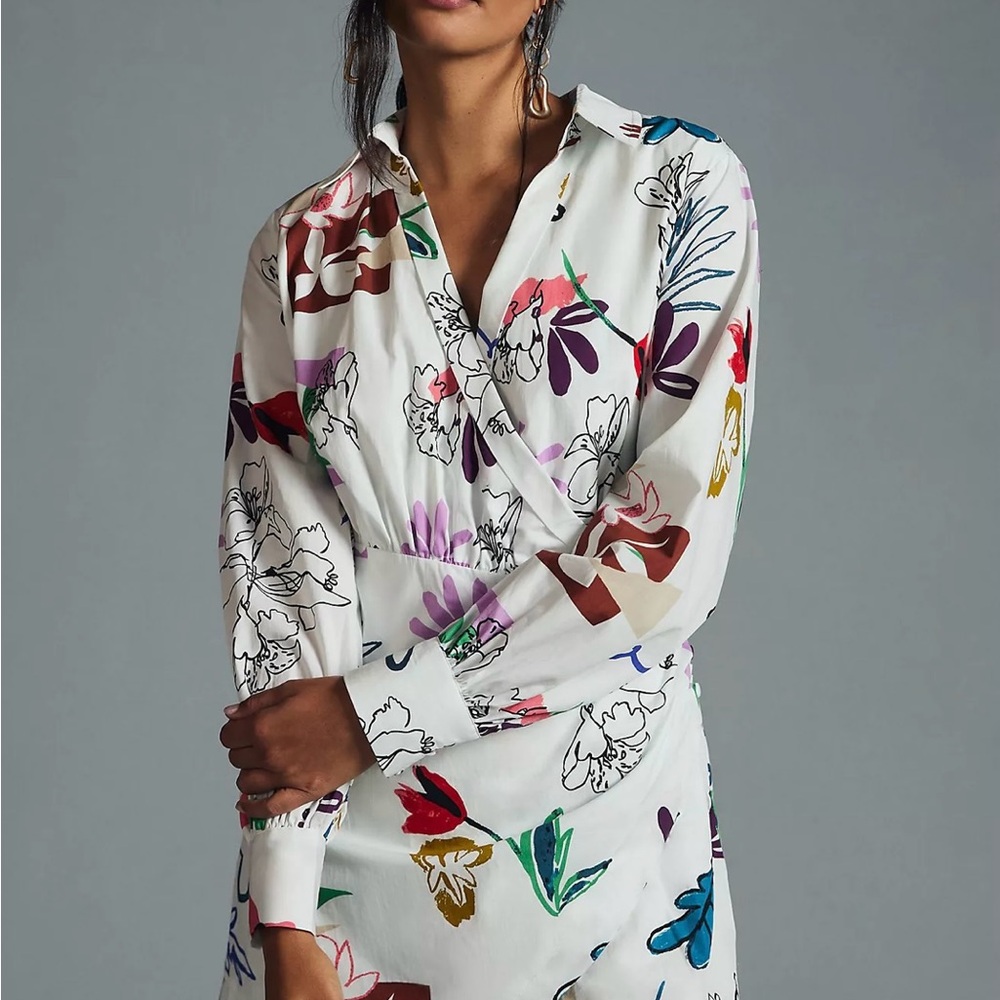 Anthropologie Maeve V-Neck Floral Mini Dress